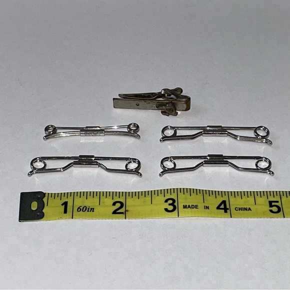 VINTAGE SWANK TIE BAR CLIPS Pat. NO. 75818 Silver/Gold Tone Lot Of 5ea - Picture 6 of 9
